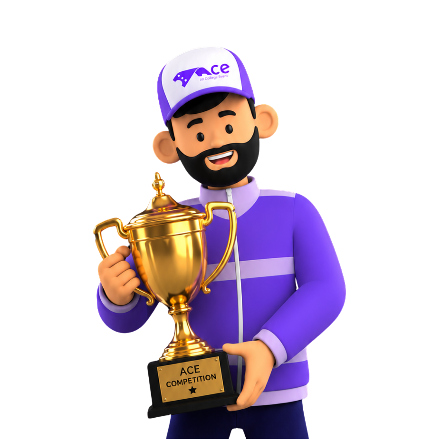 3D character holding trophy